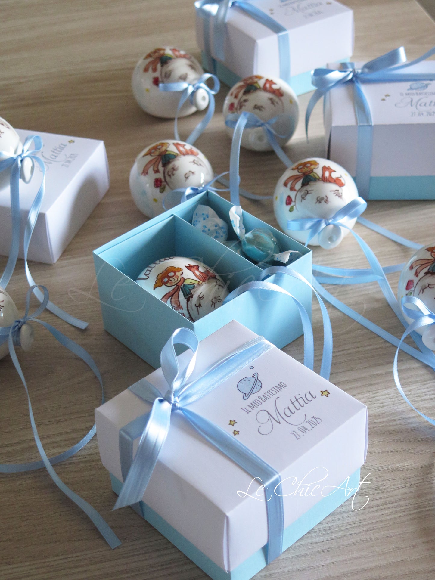 Bomboniera palloncino Piccolo Principe azzurro scatola personalizzata