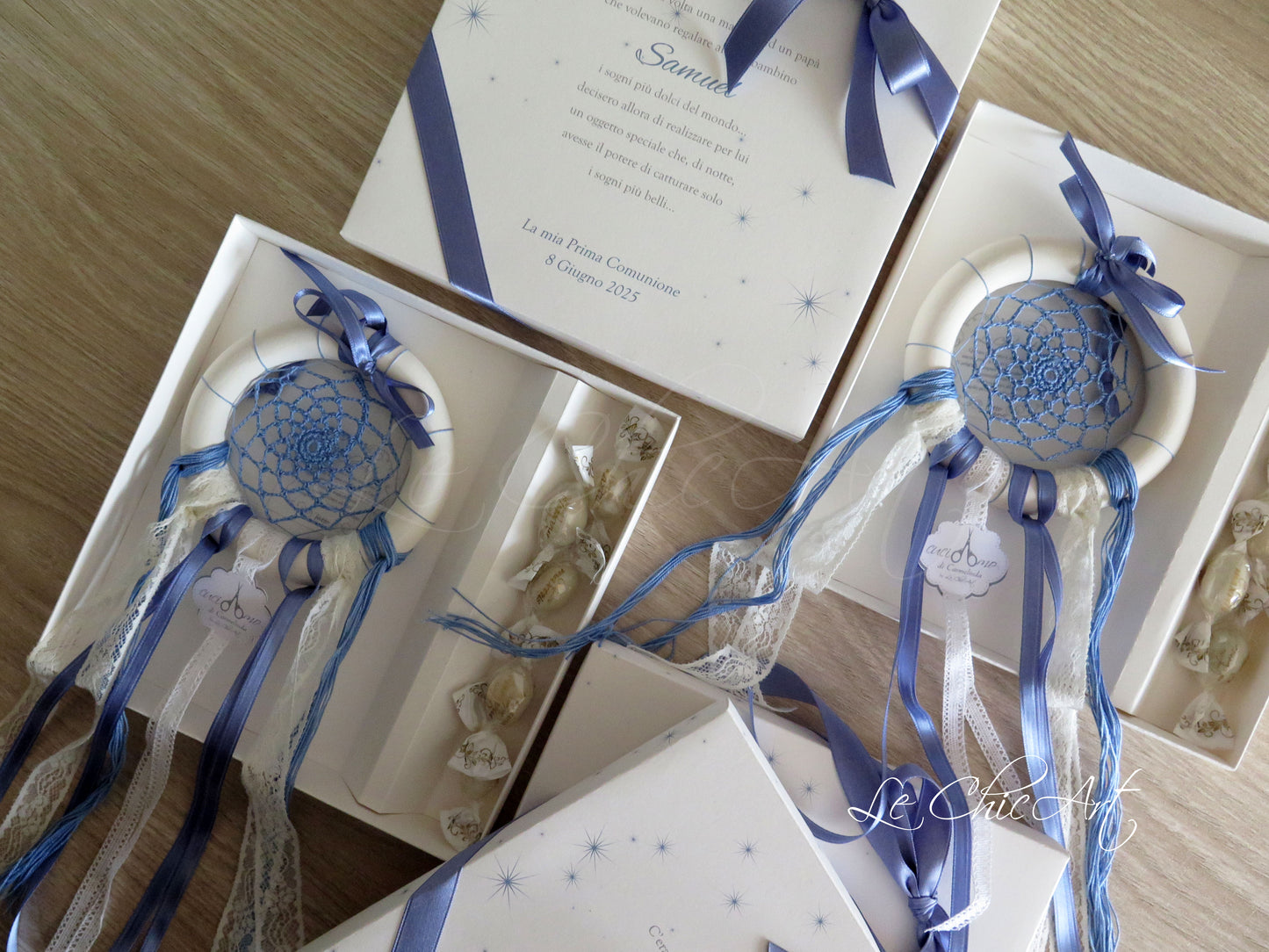 Dettaglio bomboniera acchiappasogni ceramica handmade carta da zucchero made in Italy scatola personalizzata avio