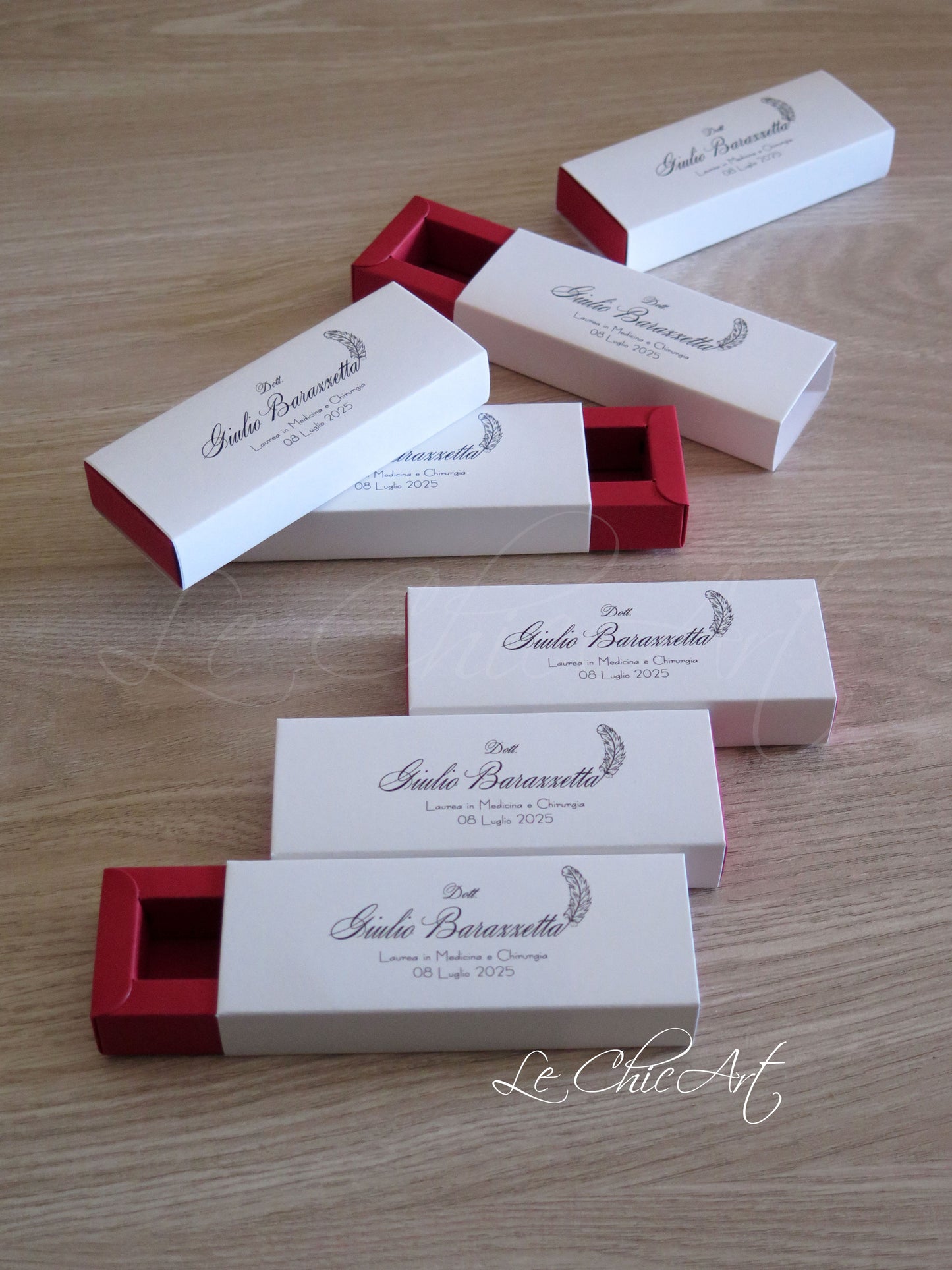 Set scatole bomboniera laurea pennino 12x4x2cm simbolo conoscenza