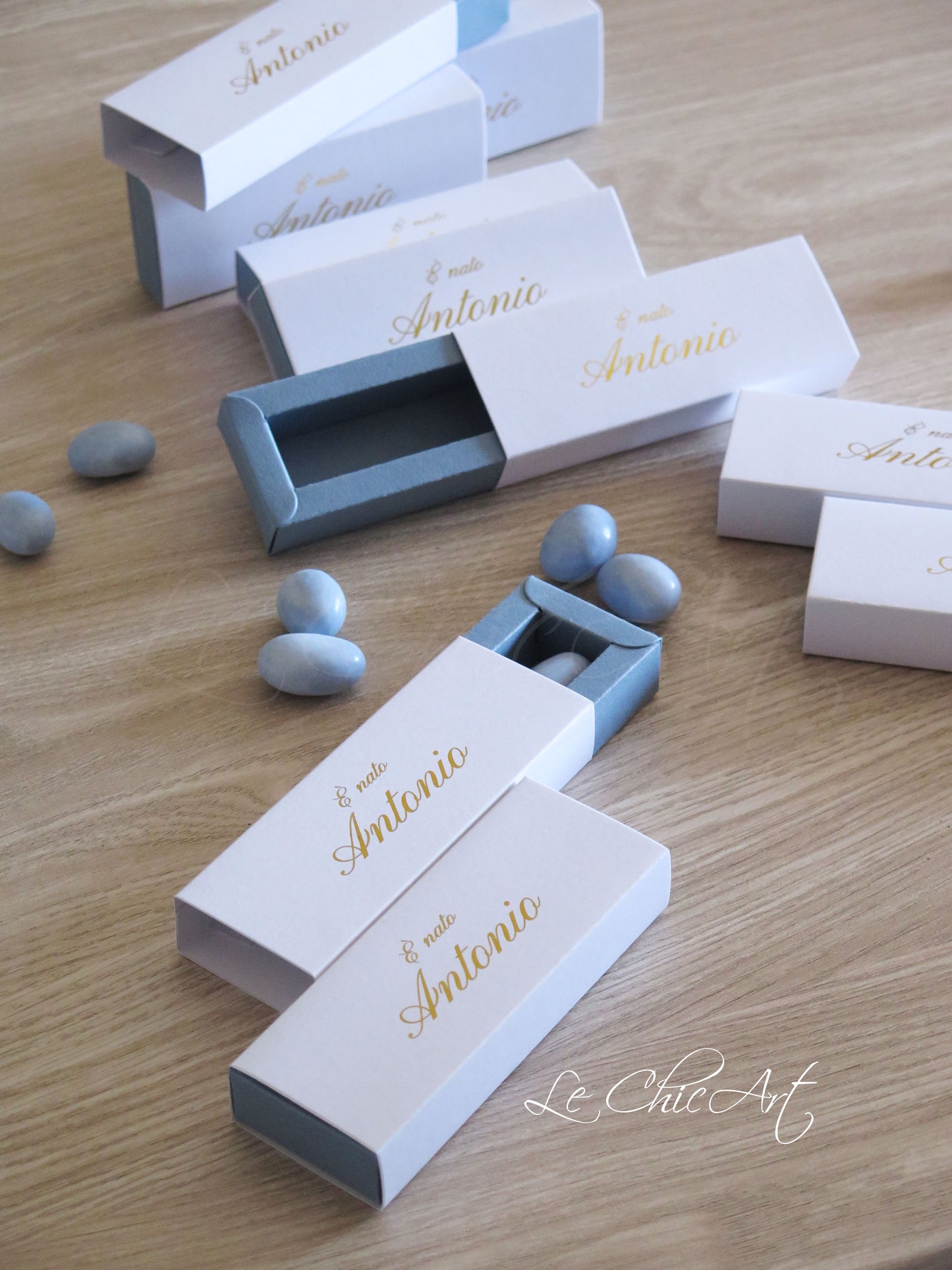 Set 20 scatole bomboniera nascita carta da zucchero oro lucido lusso luxury