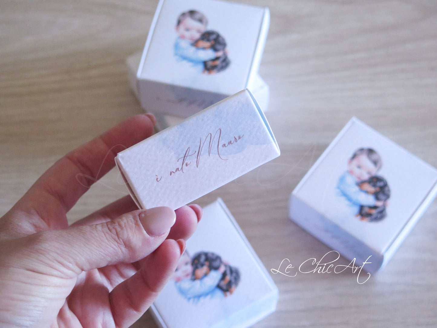 Set 20 Scatole porta confetti bomboniera nascita Bebè e Bassotto