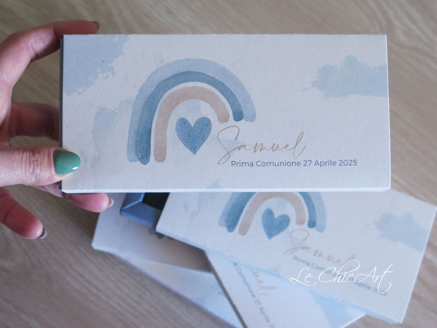 Set 10 Scatole degustazione confetti arcobaleno boho a 3 scomparti