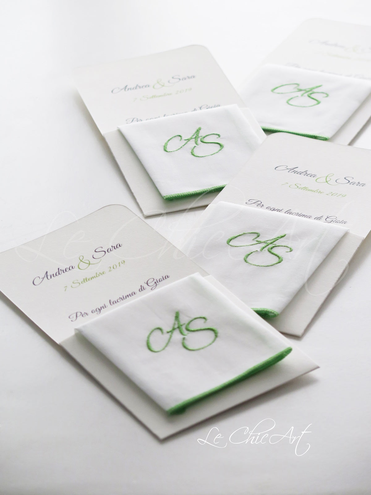 Confezione regalo elegante per fazzoletti ricamati verdi Le ChicArt Lab