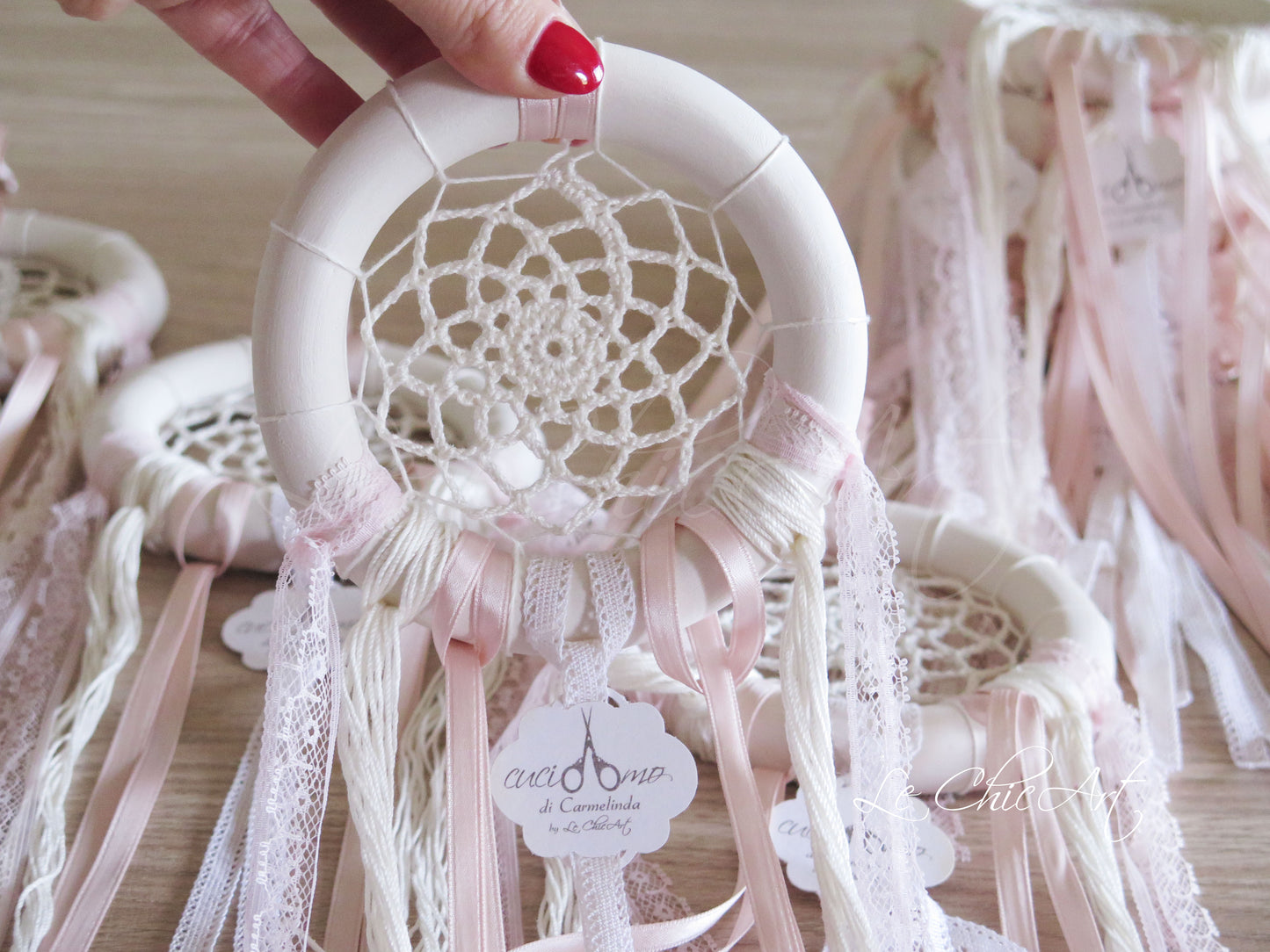 Acchiappasogni comunione bianco seta ceramica artigianale elegante