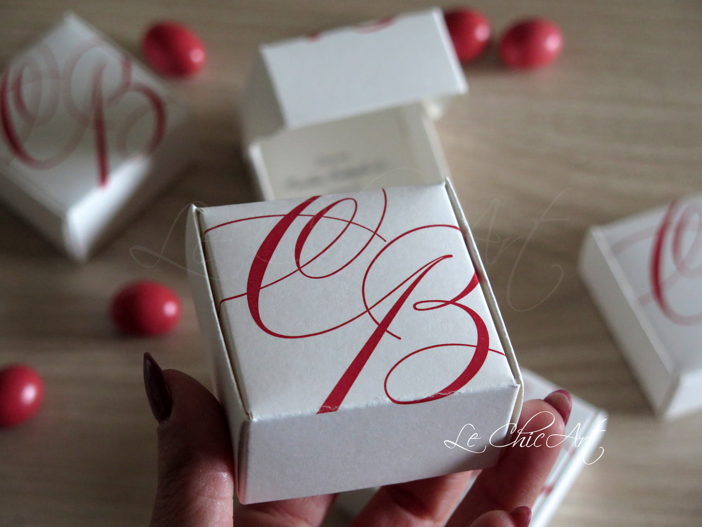 Set 20 Scatoline Bomboniera Laurea personalizzate quadrate- iniziali Minimal
