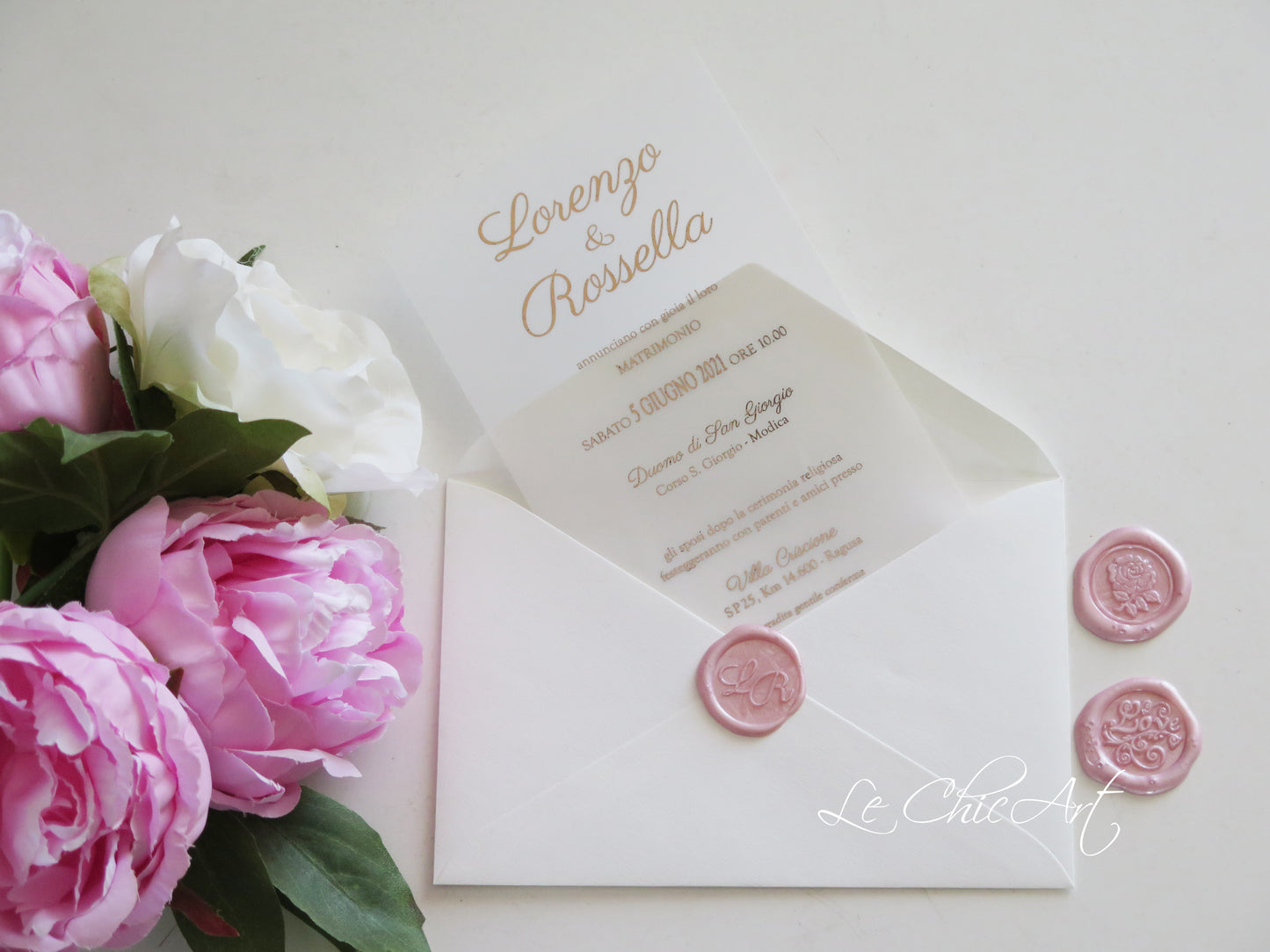 partecipazione matrimonio oro rosa lucido