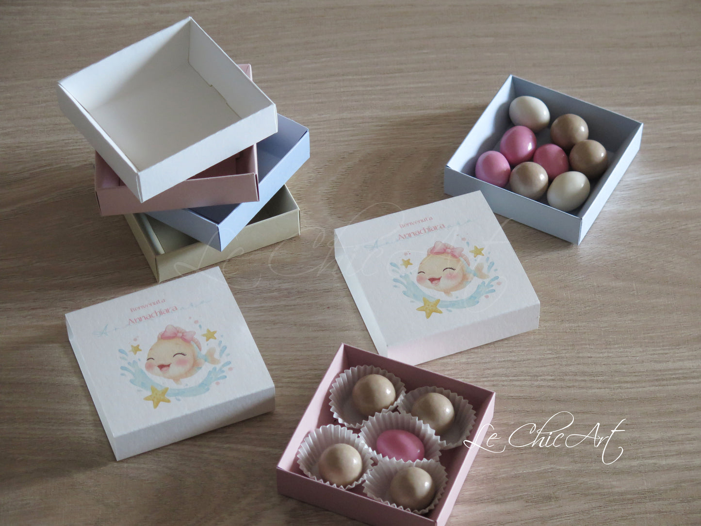 Set of 10 7x2cm ceramic balloon favors with magnets - powder pink