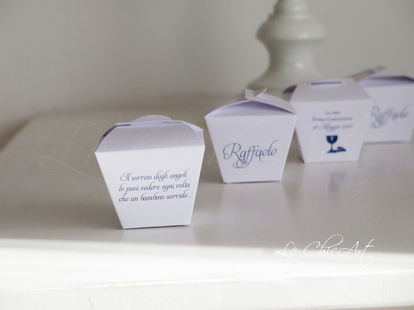 Set 20 candy box calice pane vino blu cartoncino 300gr religiose frase personalizzata