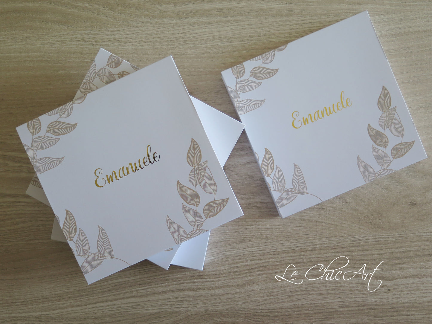 Set of 10 tasting boxes with 6 compartments, Little Prince, eucalyptus or blue leaves