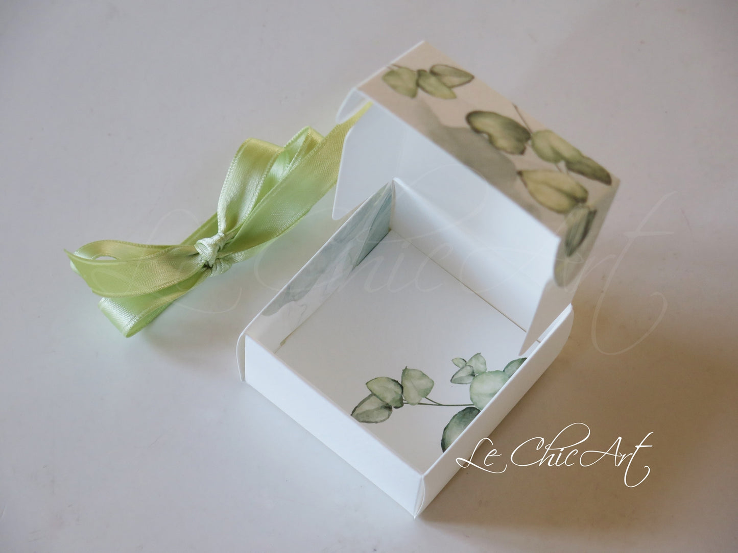 Scatole porta confetti eucalipto quadrate eleganti per bomboniere matrimonio