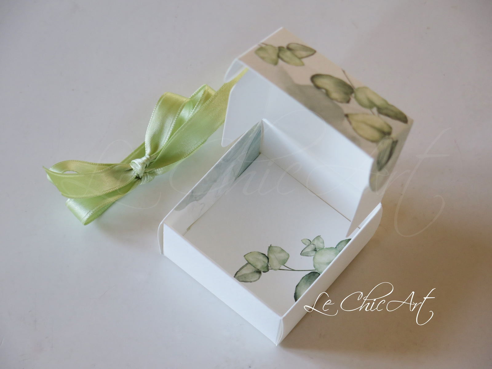 Scatole porta confetti eucalipto quadrate eleganti per bomboniere matrimonio