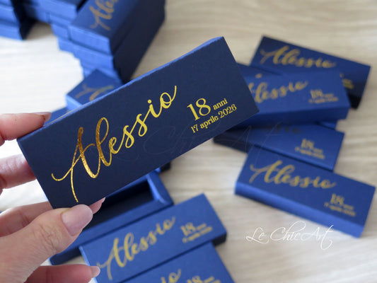 Set of 20 Elegant 18th Birthday Confetti Boxes in Glossy Electric Blue, White, and Black