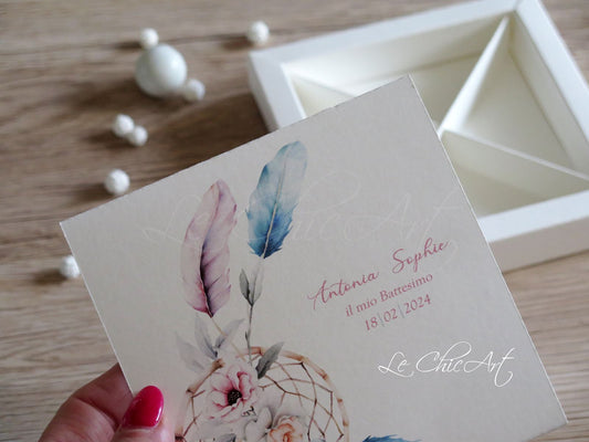 Set 10 scatole degustazione 4 scomparti arcobaleno acchiappasogni boho 
