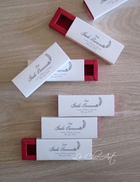 Scatole mini sfilo laurea pennino 12x4x2cm bomboniere conoscenza