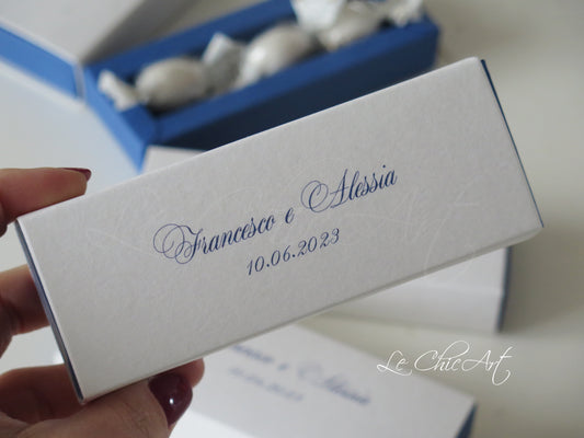 Scatole mini sfilo royal blue solo testo matrimonio elegante