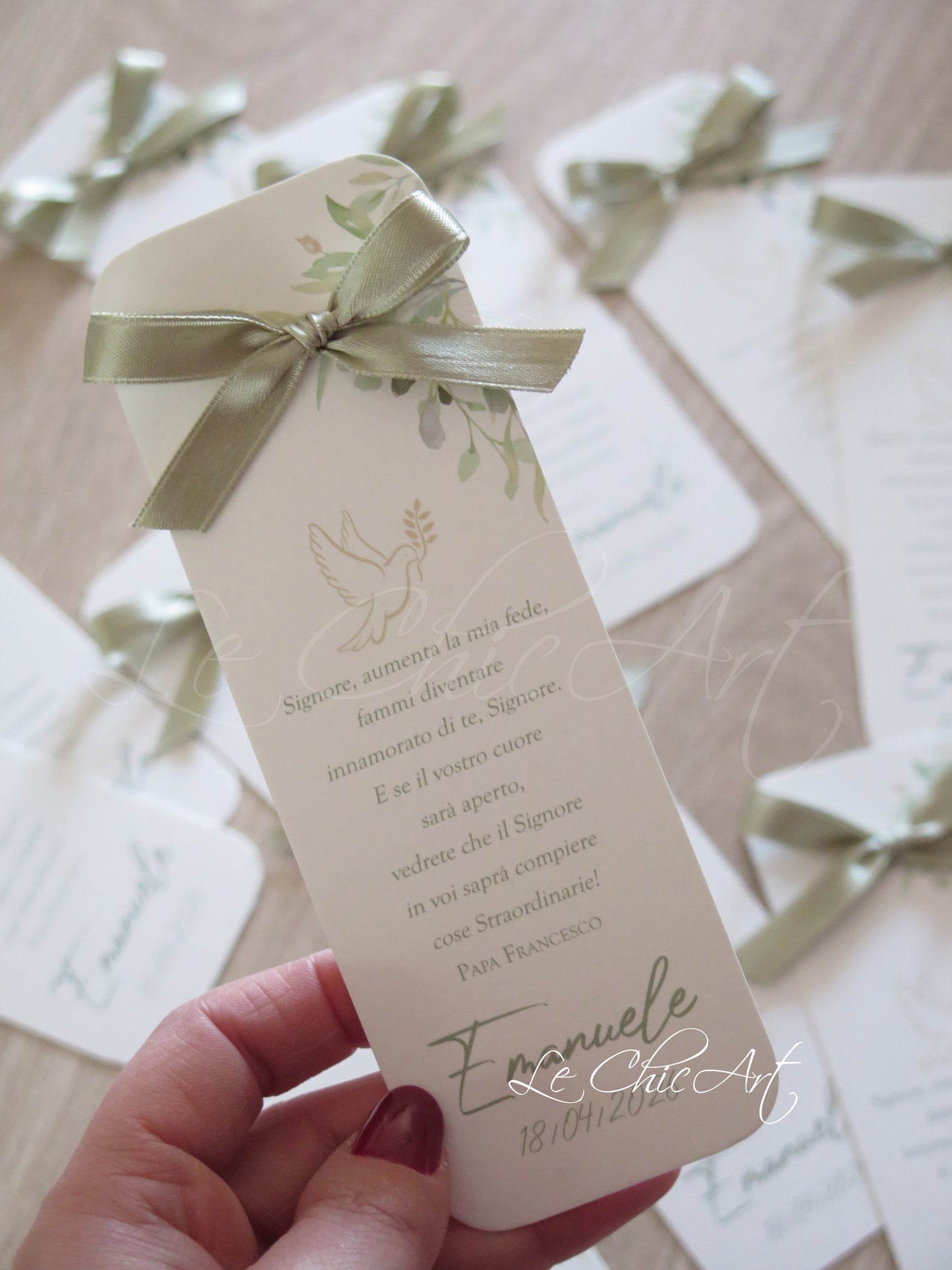 Set of 20 Communion Placeholder Bookmarks with Sacred Chalice and Personalized Phrase