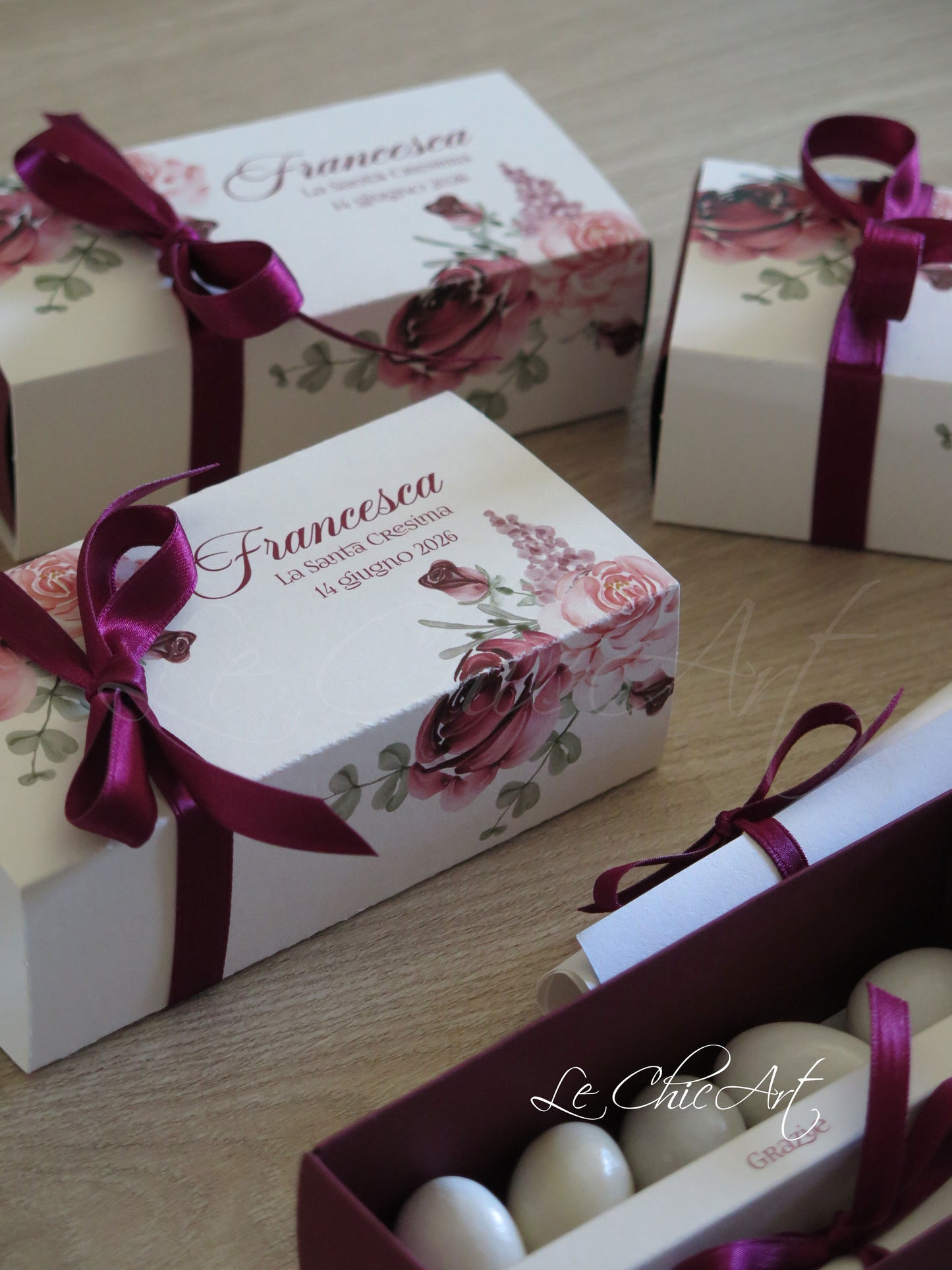 Set of 10 solidarity tasting favors with personalized parchment for donation