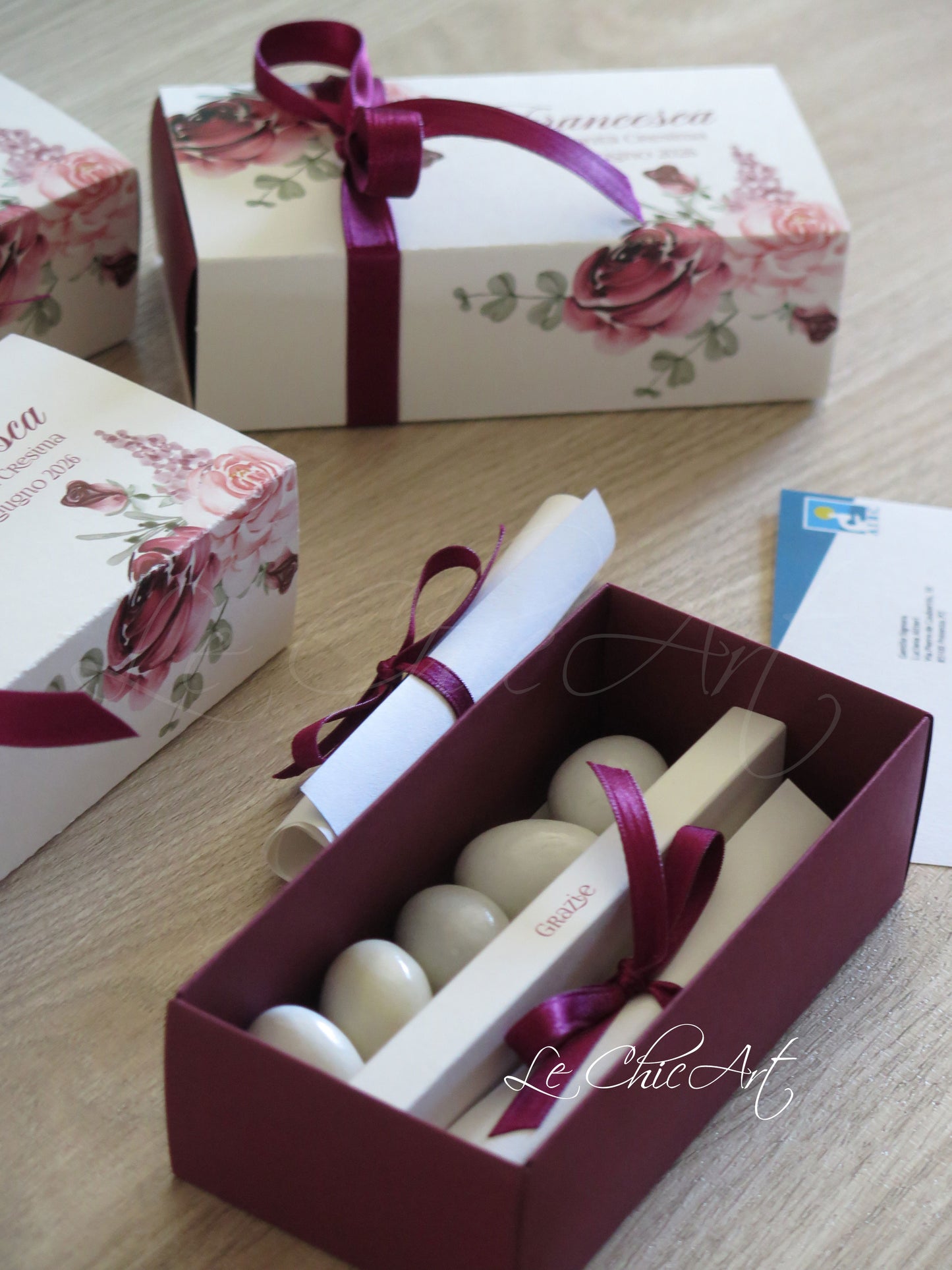 Set of 10 solidarity tasting favors with personalized parchment for donation