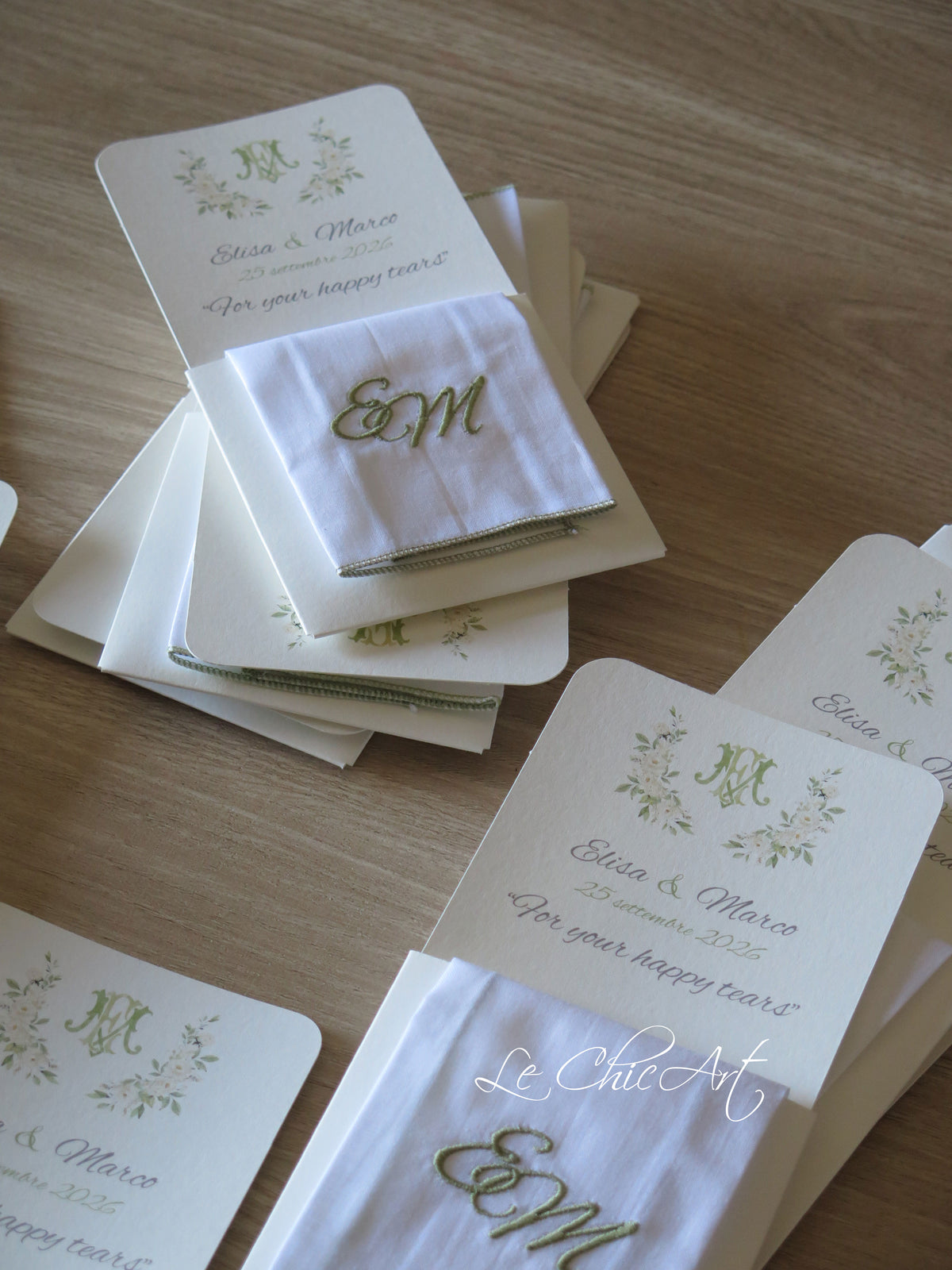 Set of 10 Tailored Handkerchiefs with Embroidered Initials in Total White