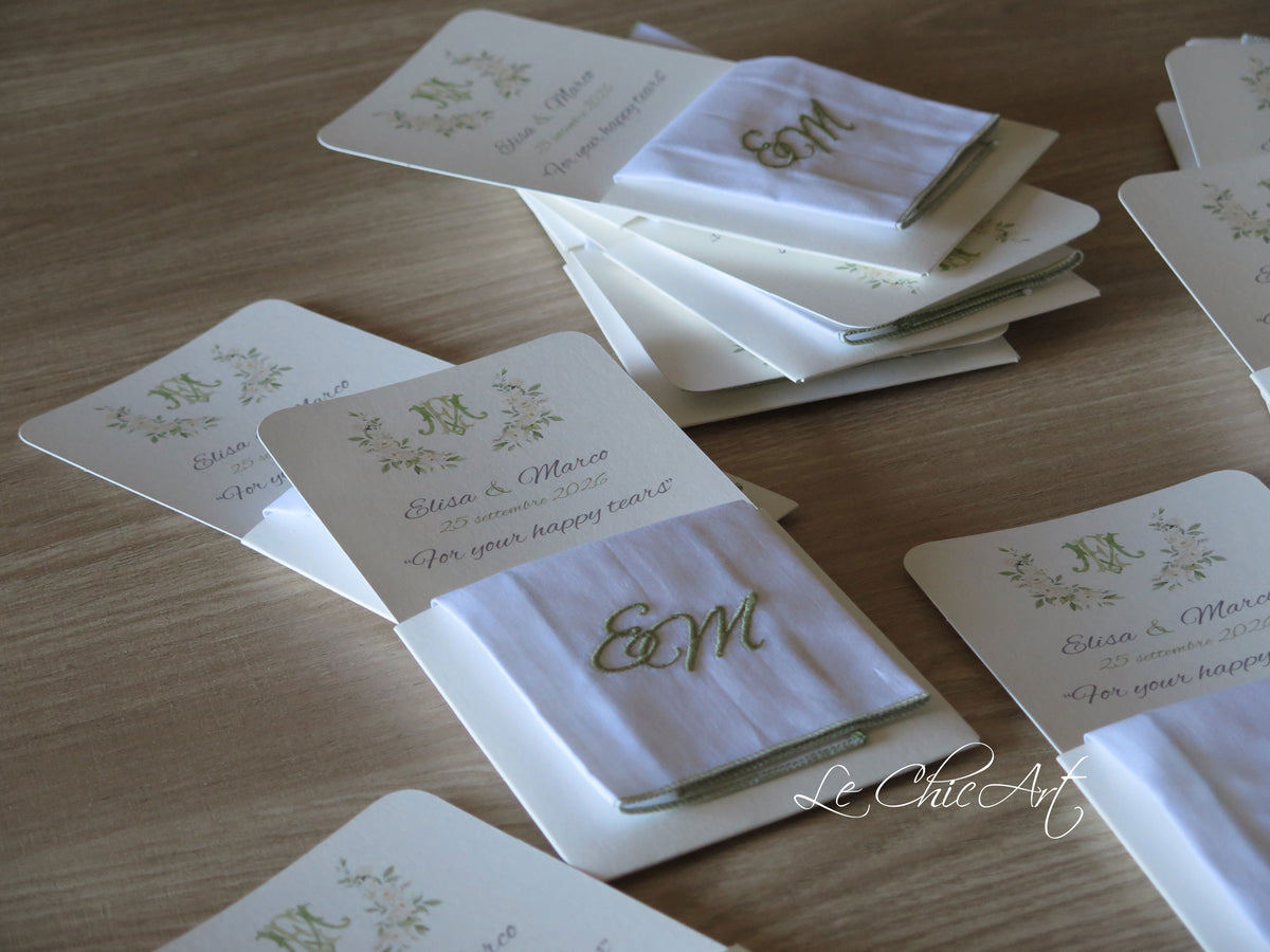Set of 10 Tailored Handkerchiefs with Embroidered Initials in Total White