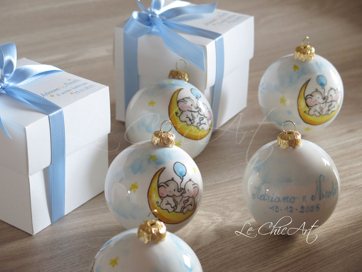 bomboniera battesimo natale gemelli maschi azzurro