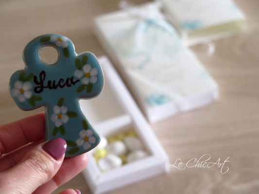 Set 10 Bomboniere Croce Artigianale | Personalizzata con Confetti Maxtris