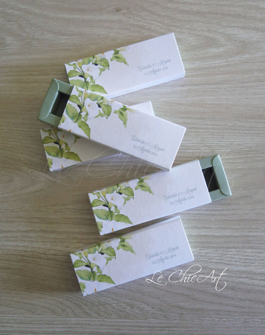 Set 20 scatole porta confetti sfilo calla eleganti design floreale matrimonio
