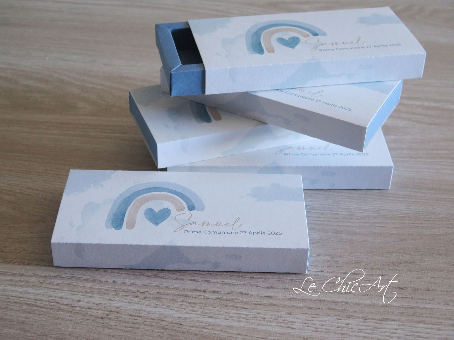 Set 10 Scatole degustazione confetti arcobaleno boho a 3 scomparti