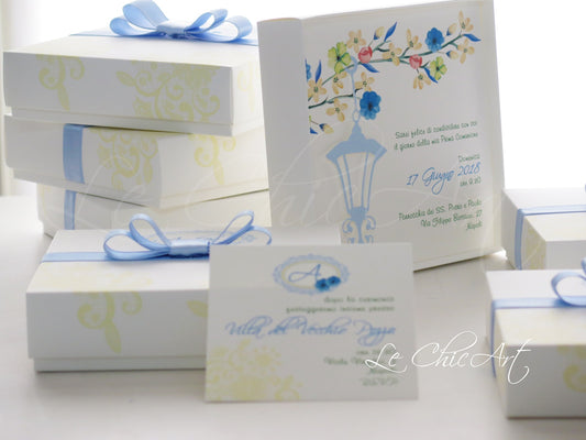 Set  Partecipazioni mod. box con fiocco Chanel