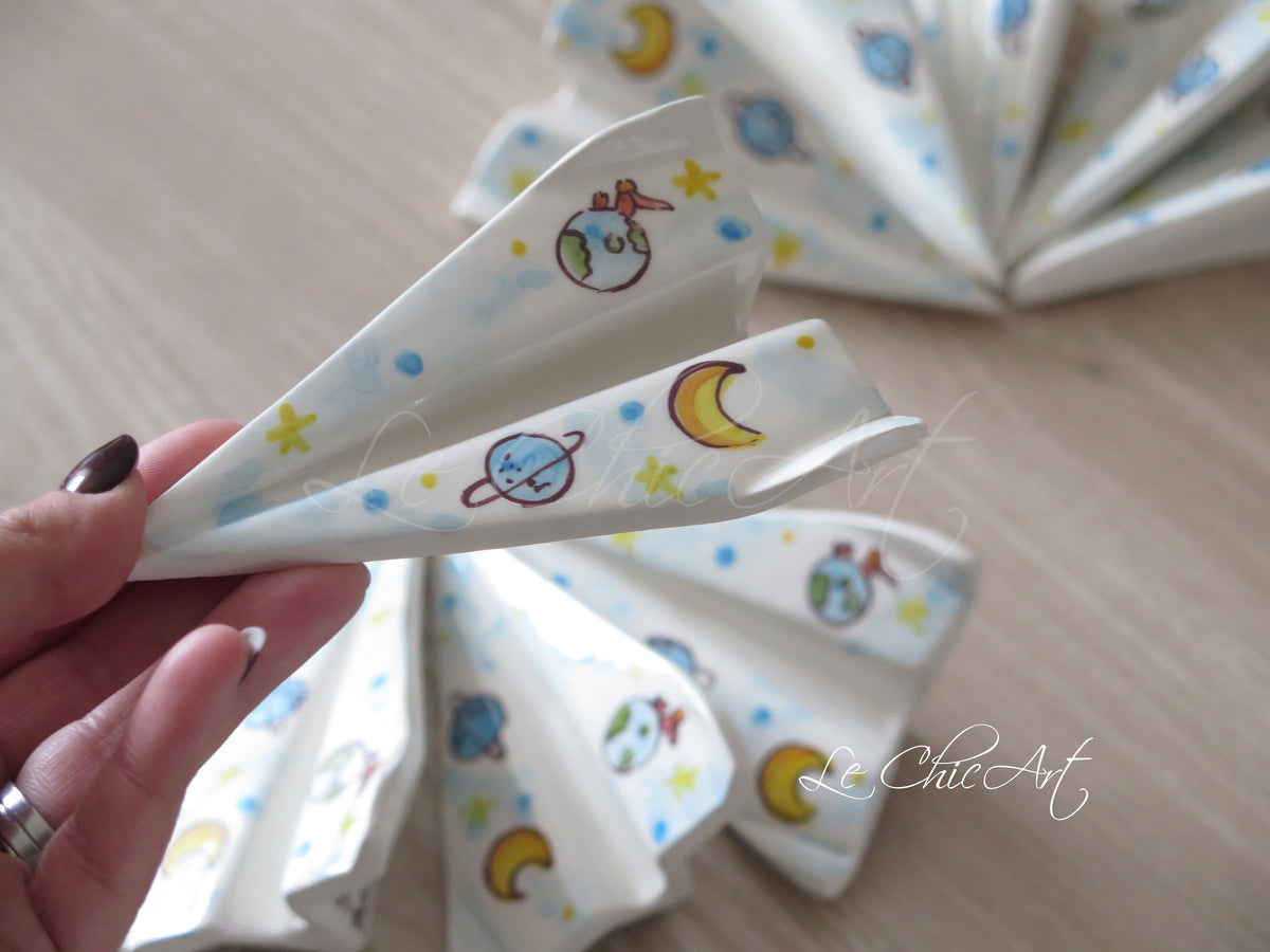Set of 10 Large 7x8cm Ceramic Balloon Party Favors Hand Painted Teddy Bear, Lioness, Little Prince