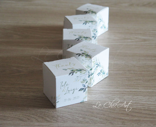 set 20 scatole porta confetti matrimonio eucalipto verde oliva bomboniere fai da te