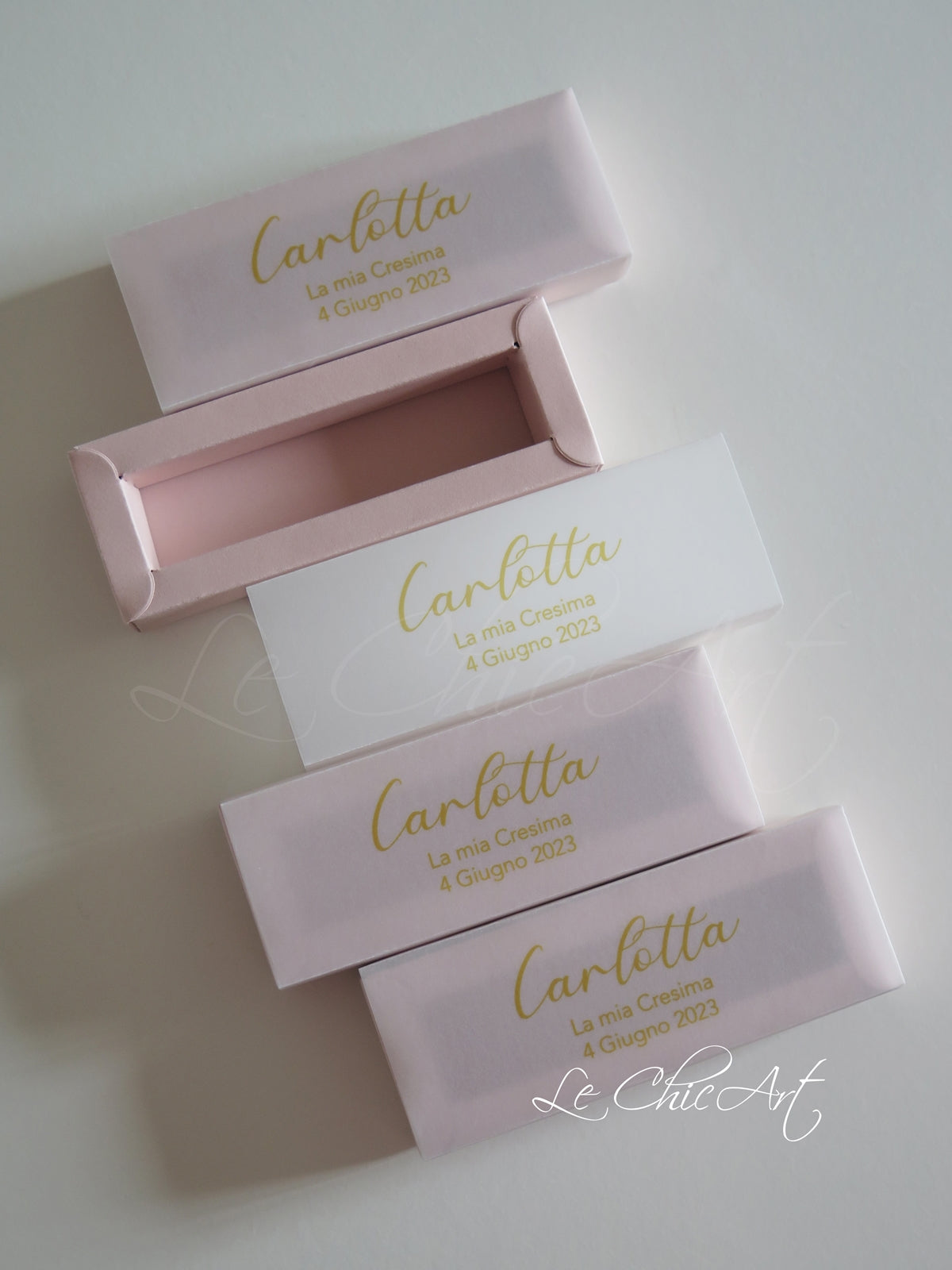Set 20pz Scatole per confetti semi trasparenti Ocra, rosa cipria, verde salvia, carta da zucchero