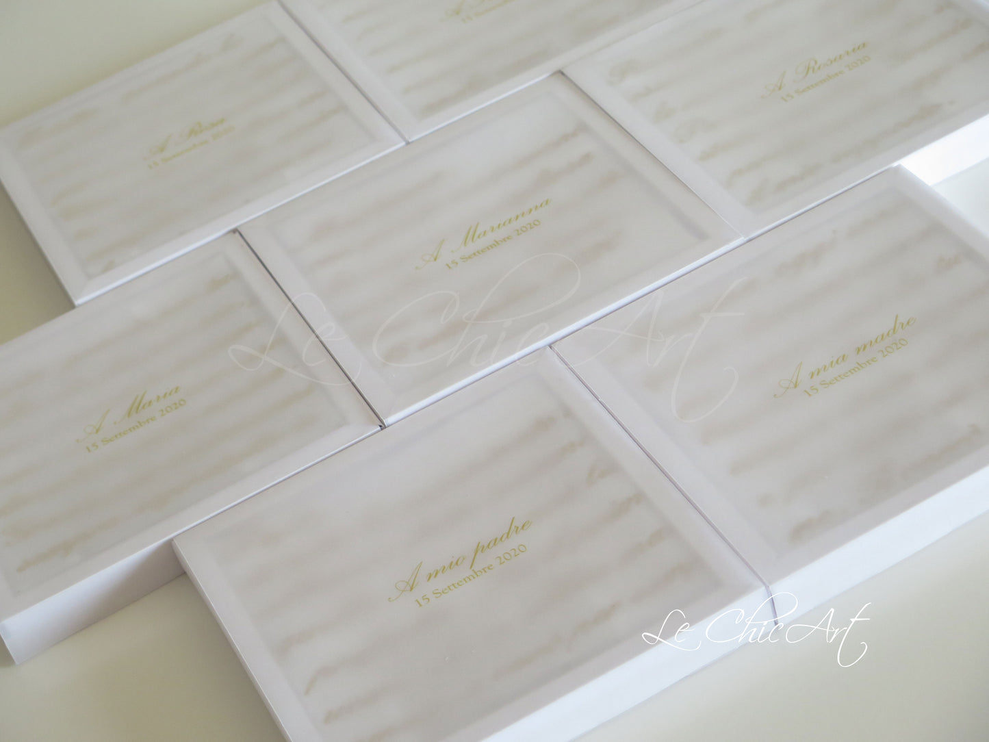 Set of 10 handkerchiefs with embroidered initials, beige-mocha mousse