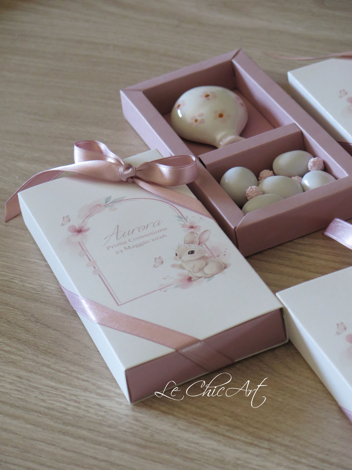 Set of 10 7x2cm ceramic balloon favors with magnets - powder pink