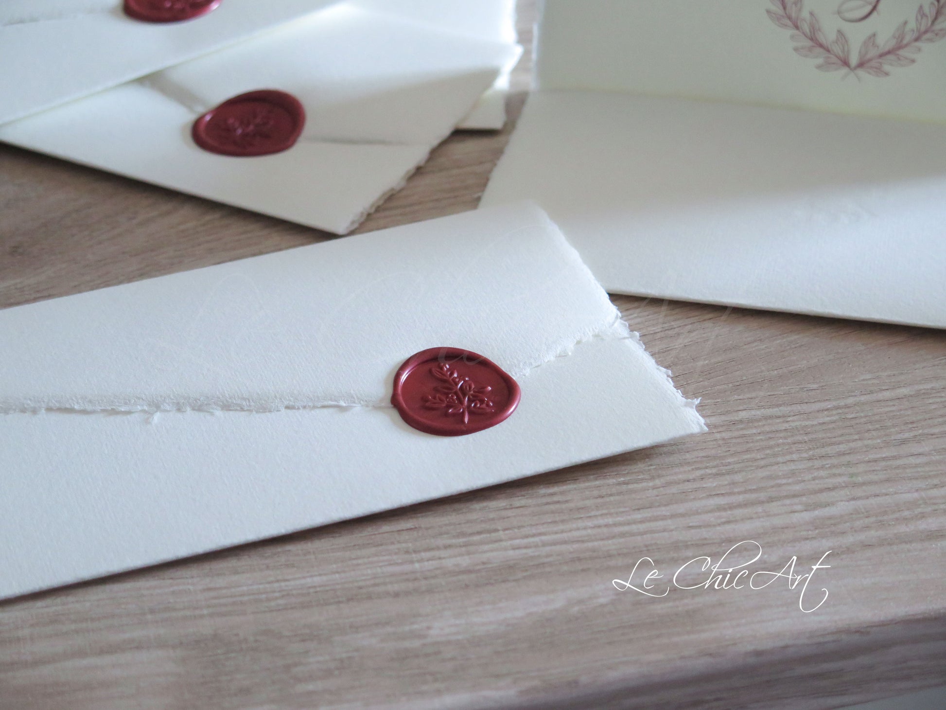 Partecipazione matrimonio carta Amalfi bordeaux con ceralacca