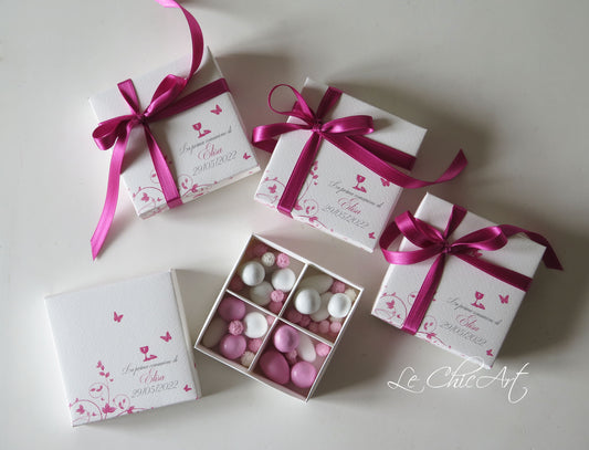 Set 10pz Scatola Degustazione Confetti 4 Scomparti | Farfalline comunione
