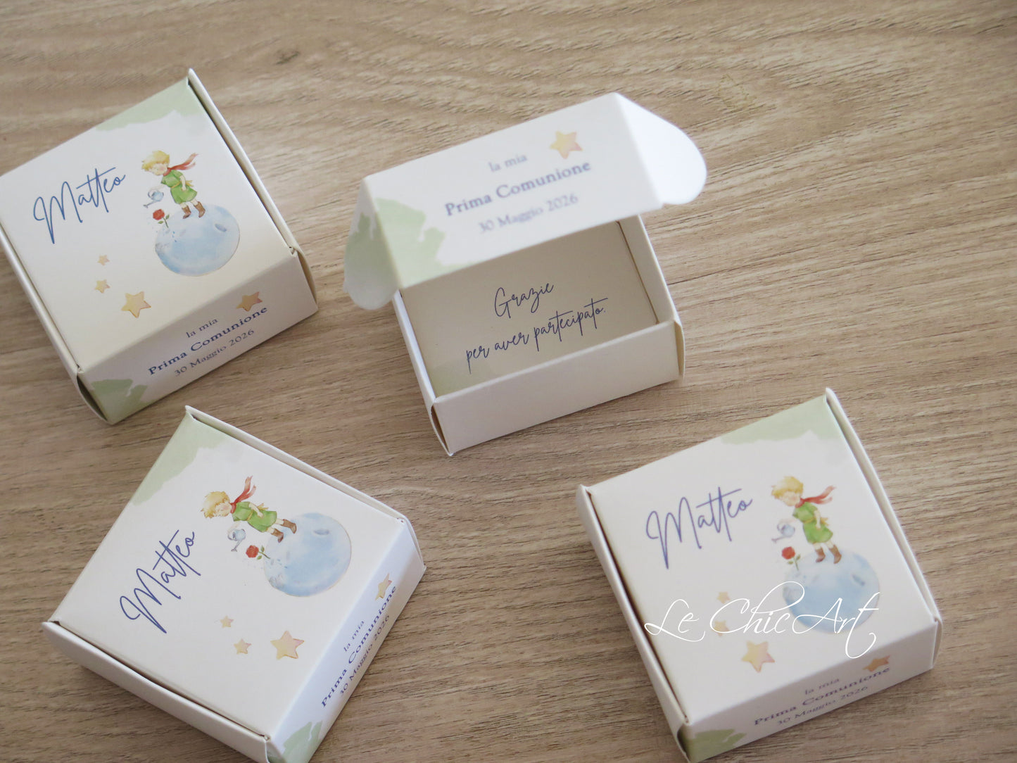 Set 20 Scatole porta confetti 6x6x3cm Prima Comunione Il Piccolo Principe