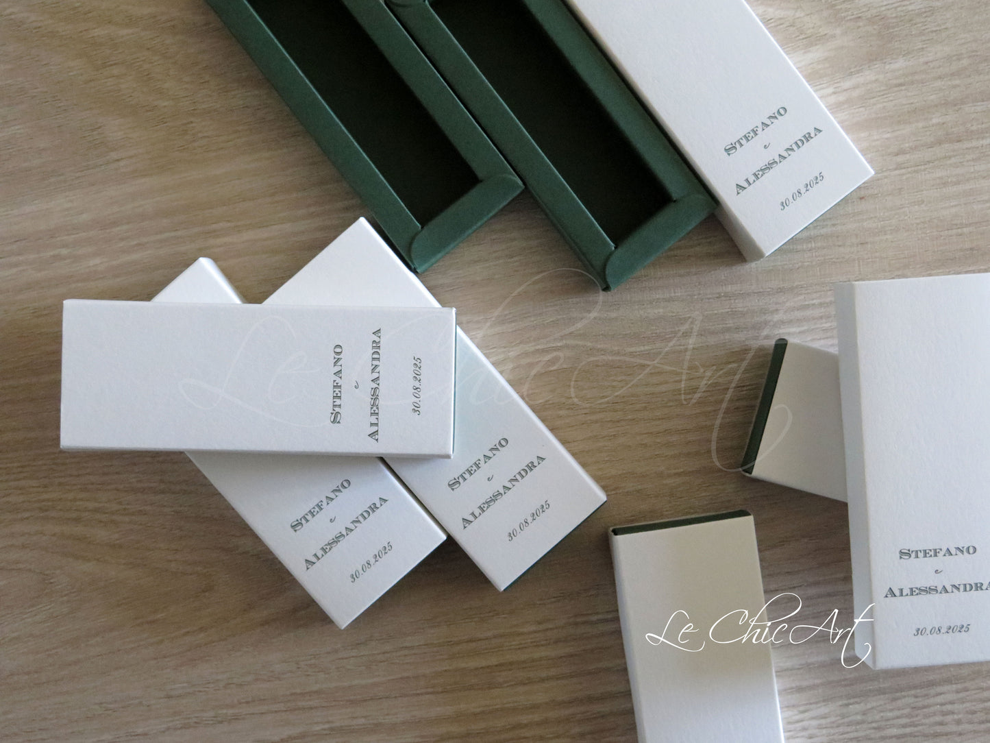 Set 20 Scatole Porta Confetti Mini Sfilo Eleganti - Rosa Cipria, Grigio Perla, Verde Bosco