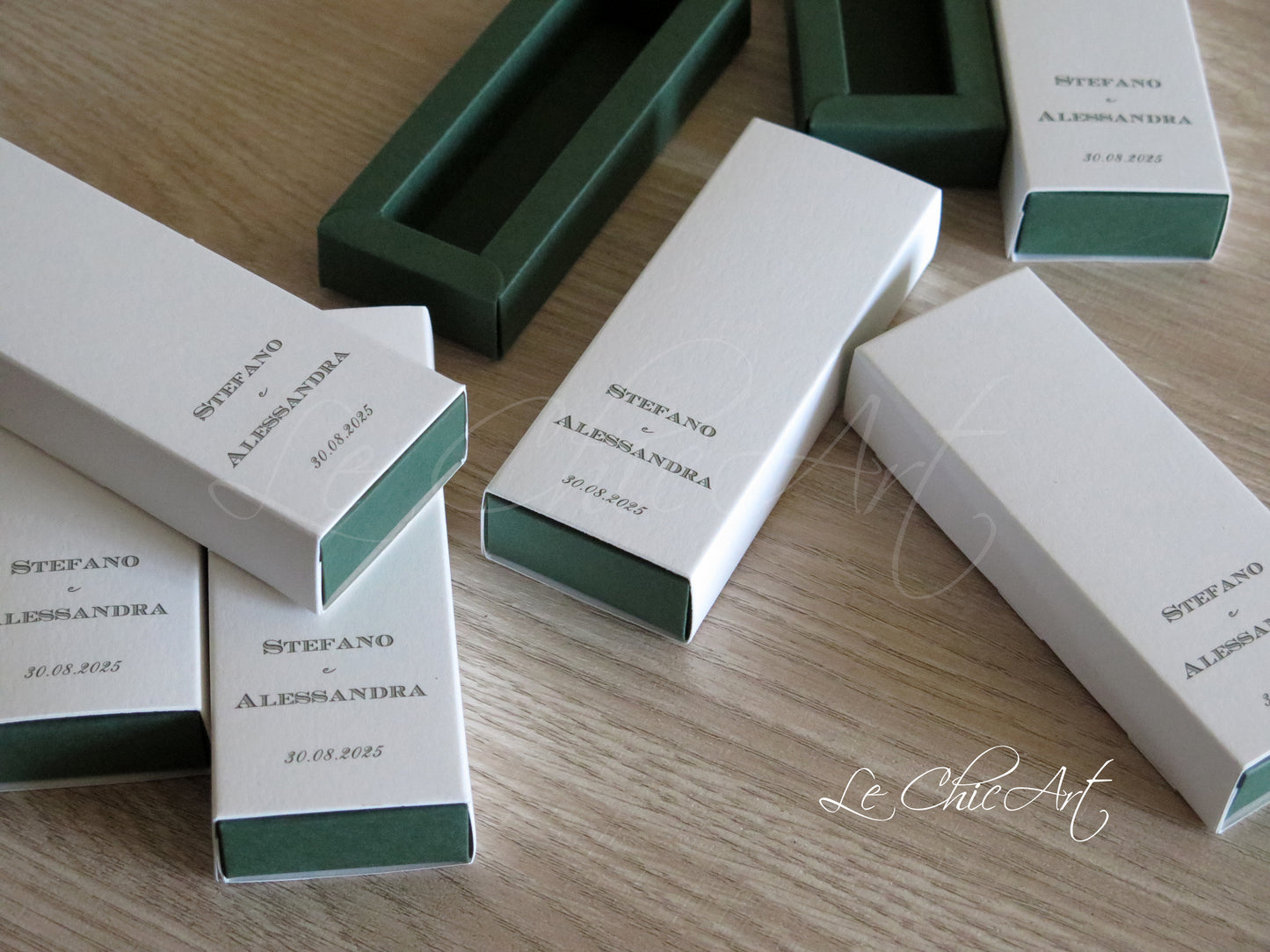 Set 20 Scatole Porta Confetti Mini Sfilo Eleganti - Rosa Cipria, Grigio Perla, Verde Bosco