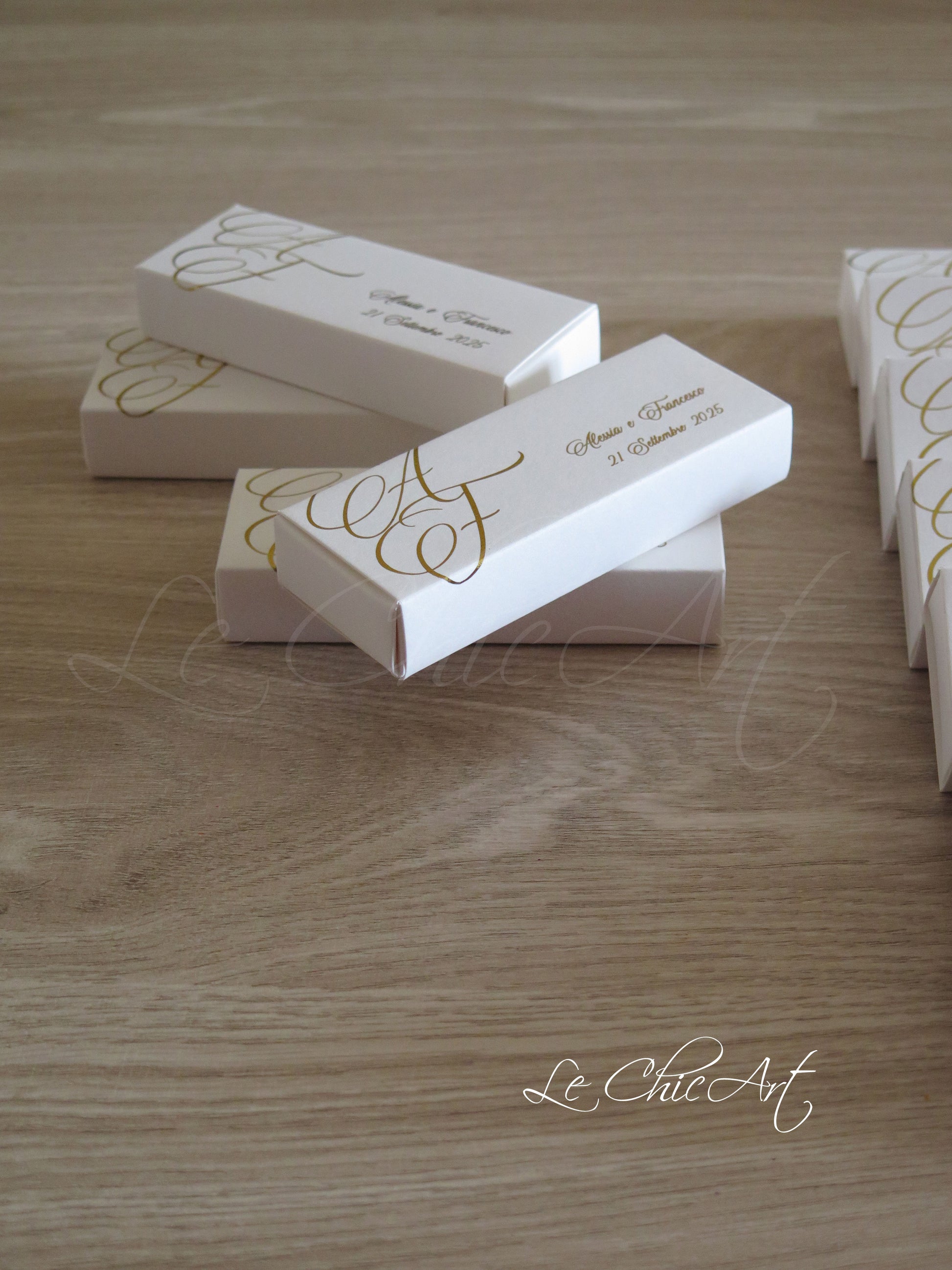 Set scatole porta confetti White&Gold formato 12x4x2cm - Bianco e oro luxury per bomboniere matrimonio eleganti