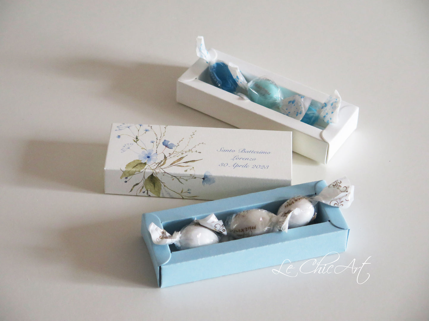 Set Scatole porta confetti a sfilo fiori campestri