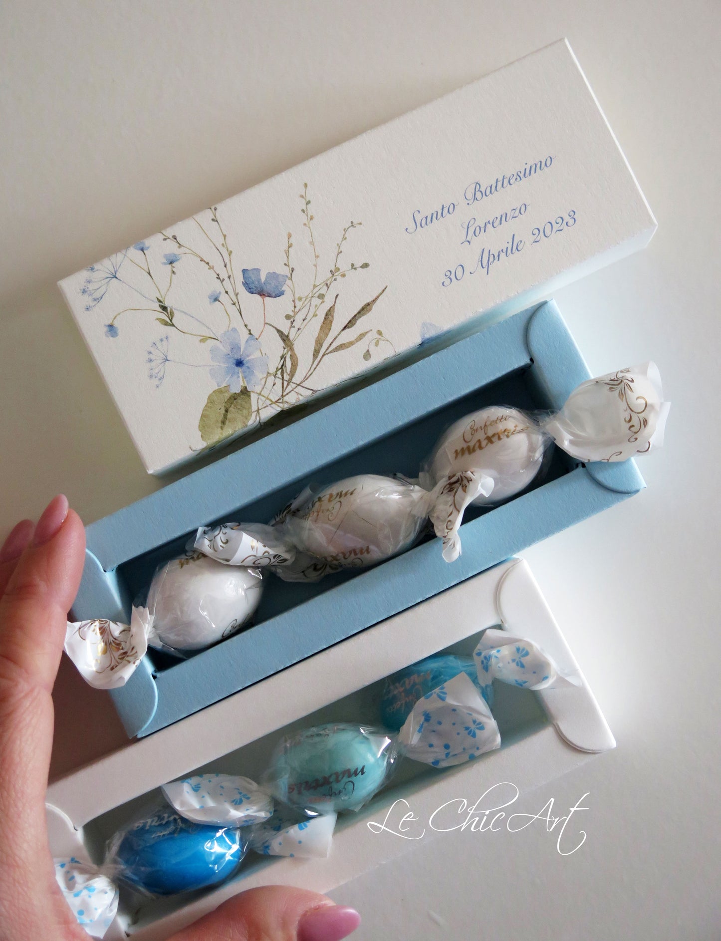 Set Scatole porta confetti a sfilo fiori campestri