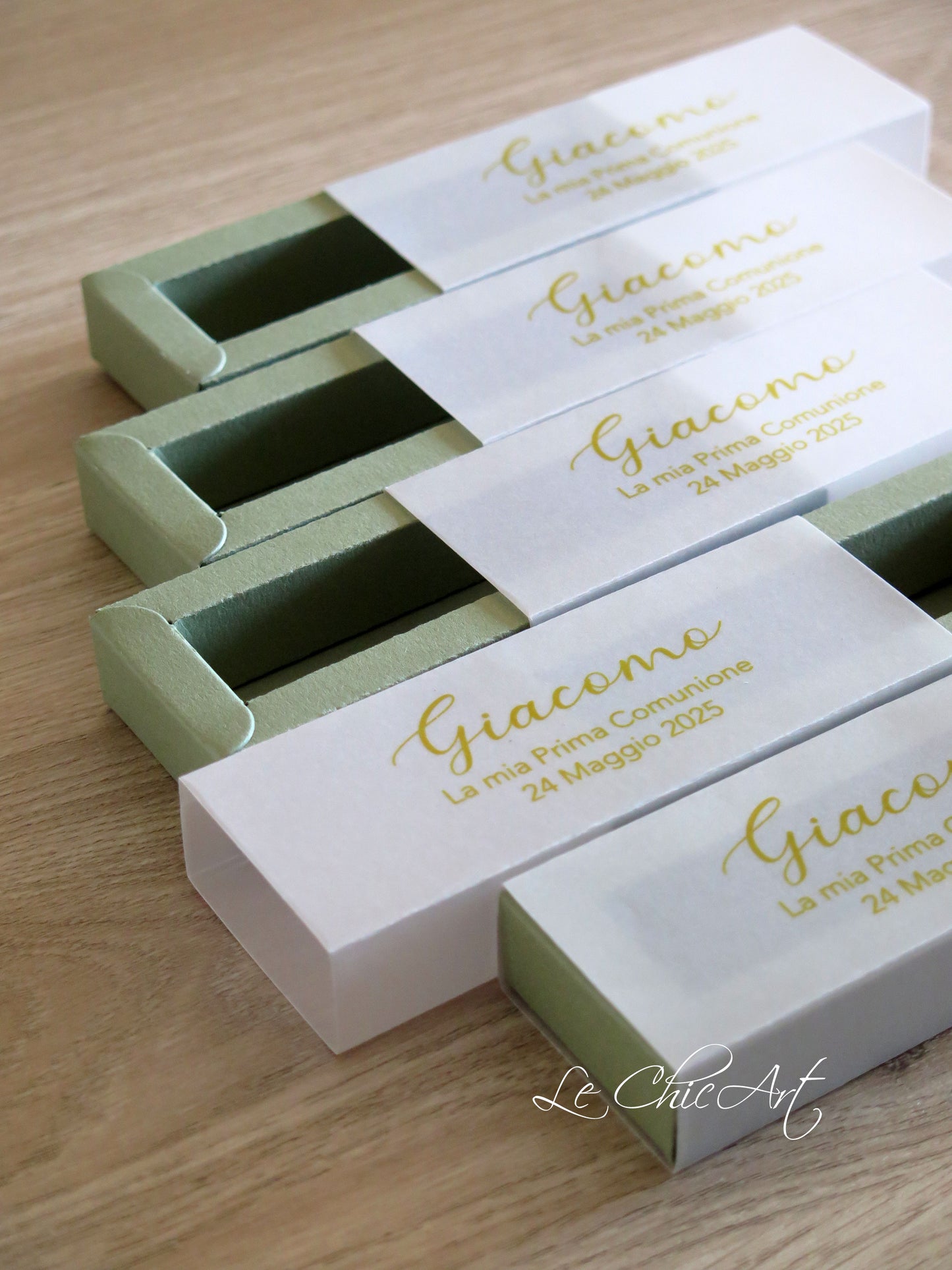Set 20pz Scatole per confetti semi trasparenti Ocra, rosa cipria, verde salvia, carta da zucchero
