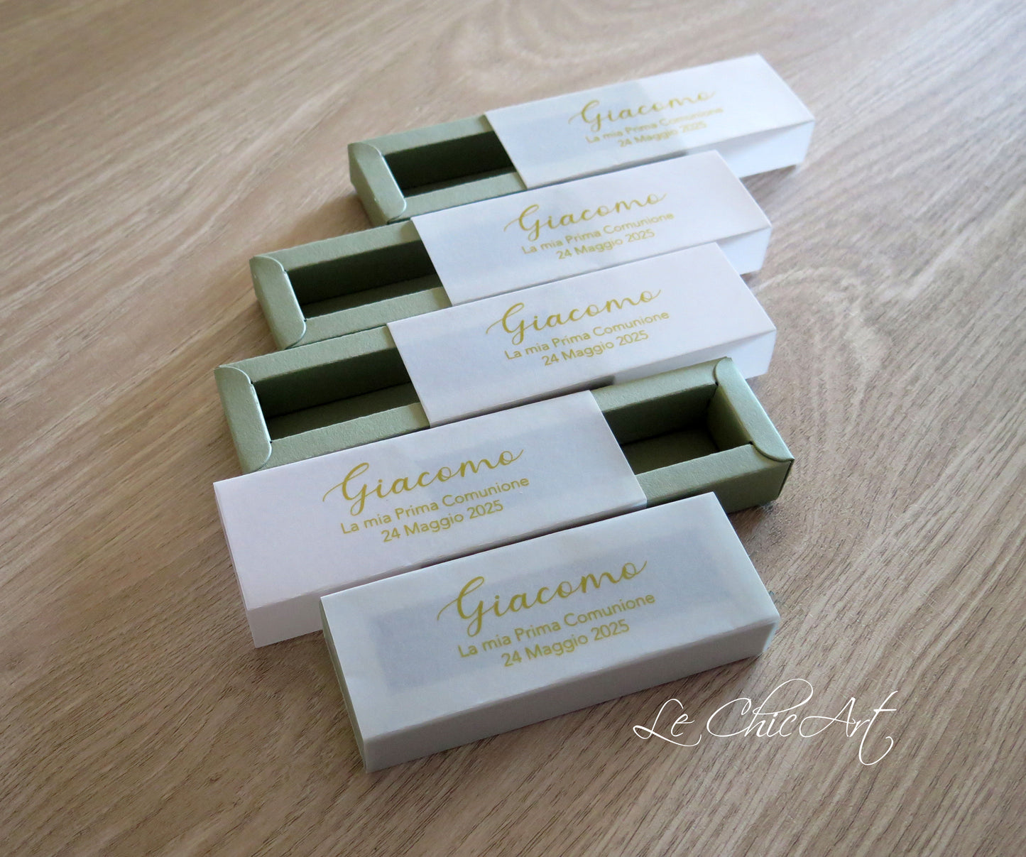Set 20pz Scatole per confetti semi trasparenti Ocra, rosa cipria, verde salvia, carta da zucchero