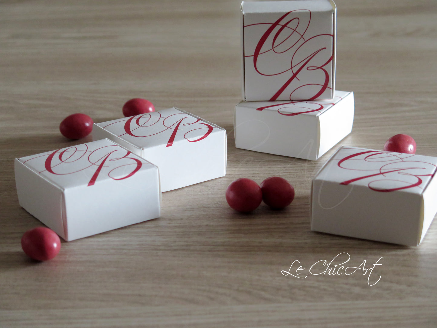 Set 20 Scatoline Bomboniera Laurea personalizzate quadrate- iniziali Minimal