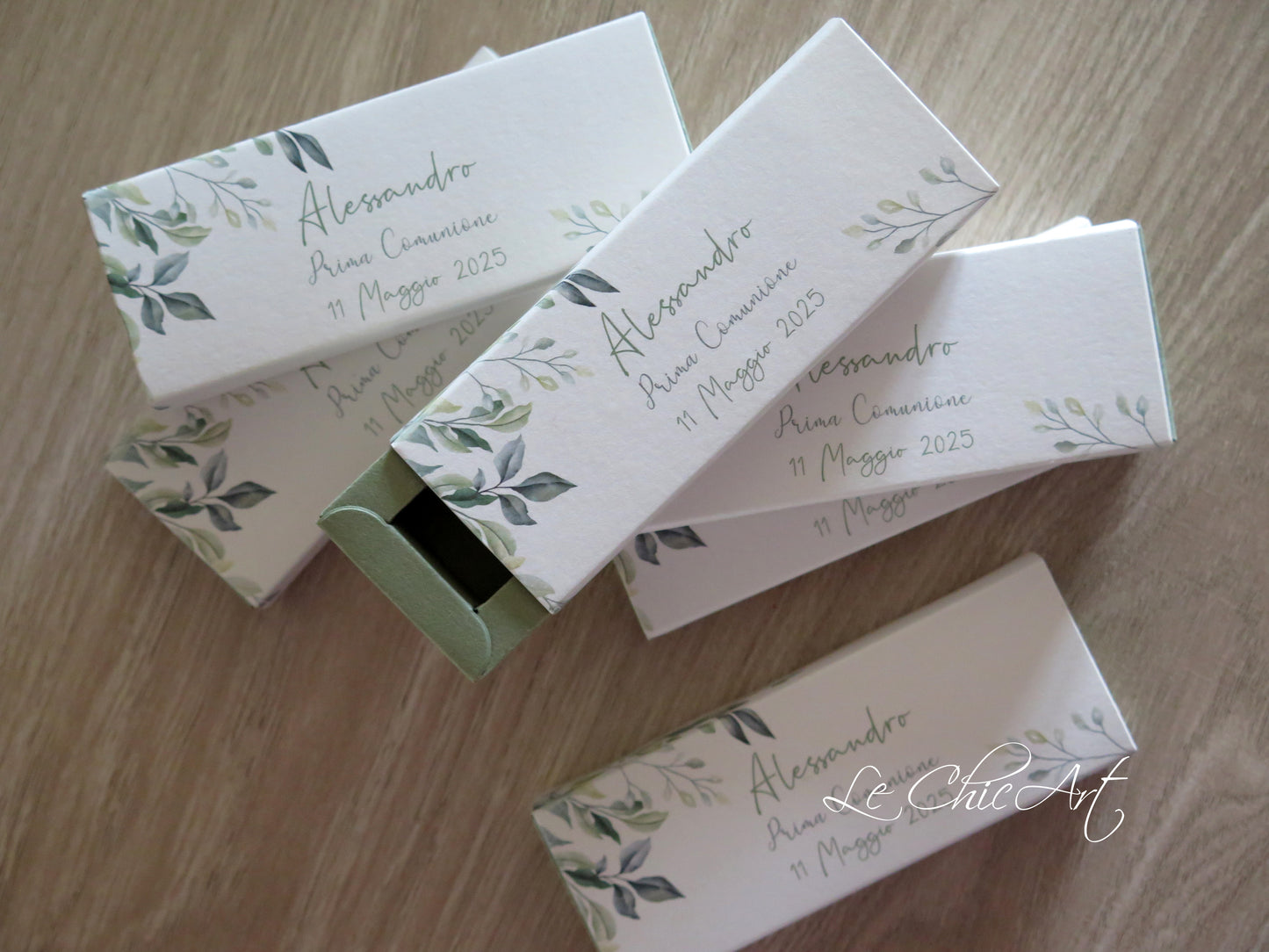 Set 20 Scatole porta confetti bomboniera comunione eucalipto verde salvia