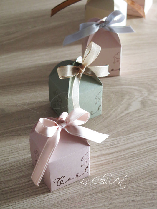 Set Completo Porta Confetti Lanterna Bimba Rosa Cipria Verde Salvia - Bomboniere Nascita Personalizzate Nome Bambina - Design Premium Femminile
