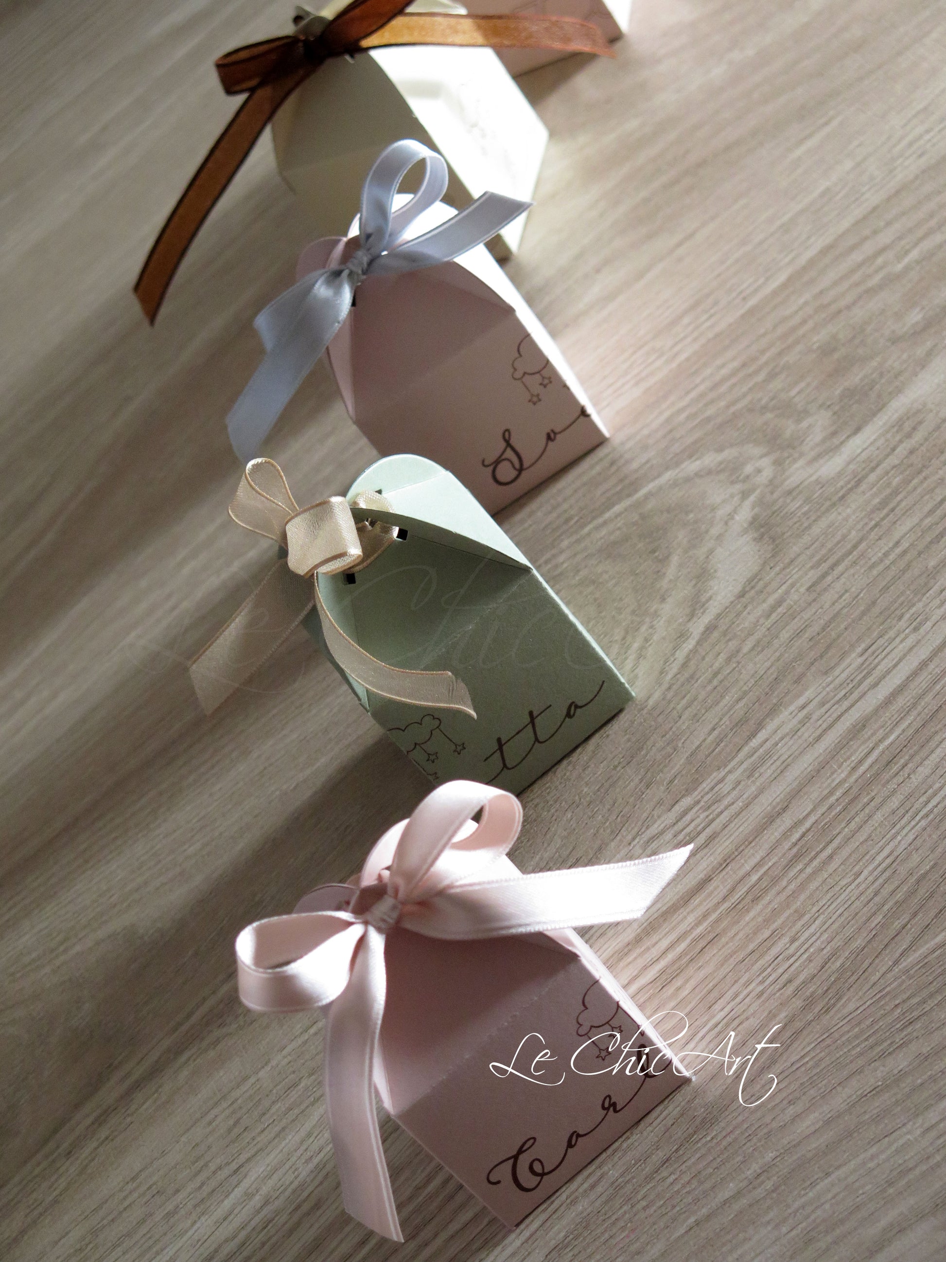 Set 20 Porta Confetti Lanterna Nascita Bimba - Rosa Cipria e Verde Salvia con Orsetto e Cavalluccio - Bomboniere Luxury Femminili Ninna Nanna
