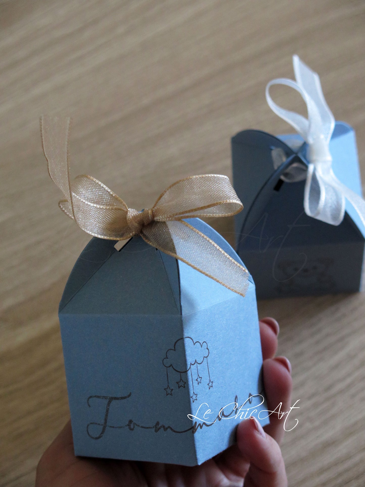 Bomboniere Nascita Lanterna Porta Confetti - Vista Laterale Design Carta da Zucchero con Decorazioni Tematiche - Set 20 Pezzi Personalizzati
