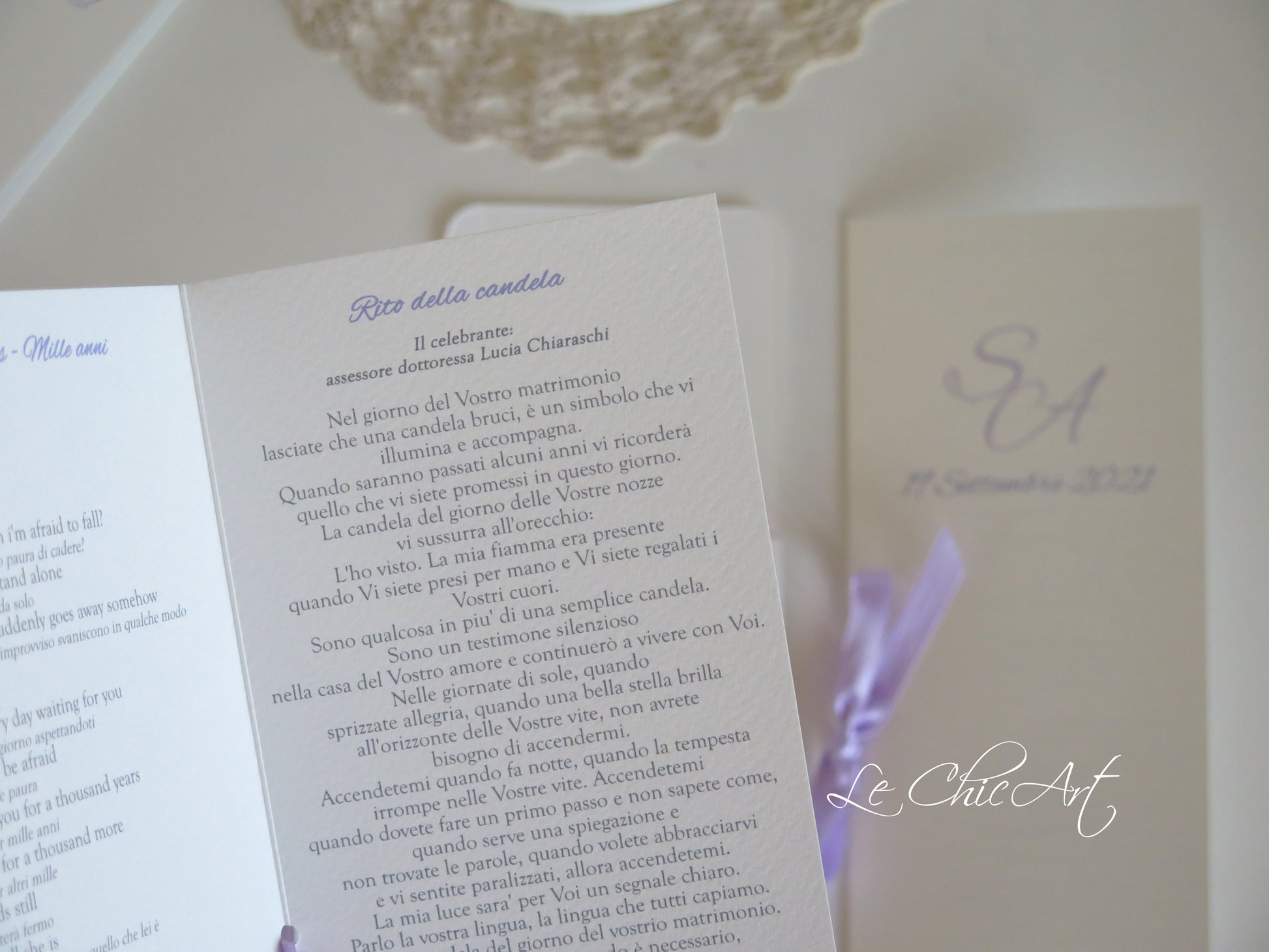 Cuscino portafedi e libretto rito civile lilla coordinato matrimonio personalizzato